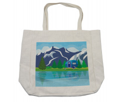 Cartoon Lake Landscape Shopping Bag