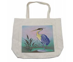 Heron with Reed Water Shopping Bag