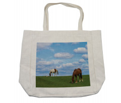 Horses Grazing Meadow Shopping Bag