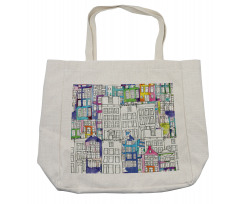 Watercolor Sketch Houses Shopping Bag