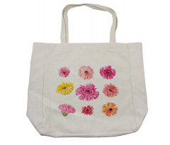 Pink Yellow Flowers Shopping Bag