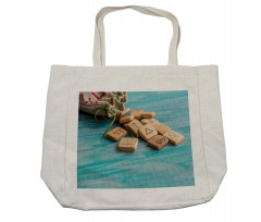 the Image of Wooden Pieces Shopping Bag