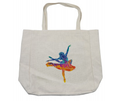 Colorful Ballerina Girl Pose Shopping Bag