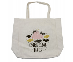 Unicorn in the Sky with Stars Shopping Bag