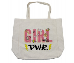Girl Power with Hearts Shopping Bag