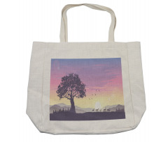 Dreamlike View Big Tree Deer Shopping Bag