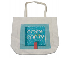 Retro Art Swimming Pool Shopping Bag