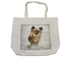 I Love My Dog Paw Print Shopping Bag