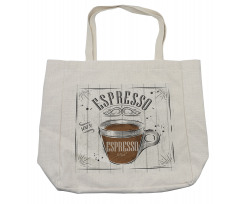 Caffeine Theme with Motifs Shopping Bag