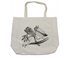 Vintage Engraved Flower Art Shopping Bag