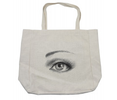 Ladies Eye in Pencil Sketch Shopping Bag