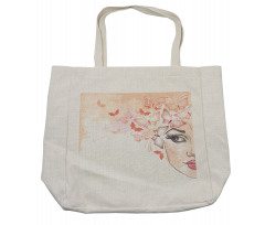 Half Face and Butterflies Shopping Bag