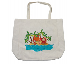 Exotic Island Cartoon Shopping Bag