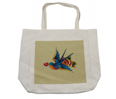 Heart Bird and Rose Art Shopping Bag