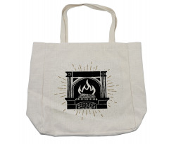 Vintage Log Fire Image Shopping Bag