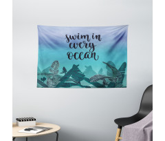 Swim in Every Ocean on Ombre Wide Tapestry