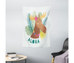 Flourish Happy Moose Aloha Tapestry