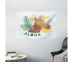 Flourish Happy Moose Aloha Wide Tapestry