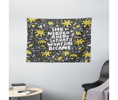 Feminism Flora Lettering Wide Tapestry