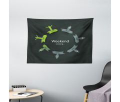 Weekend Coming in Work Circle Wide Tapestry