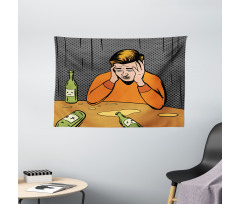 Drunk Man and Empty Bottles Wide Tapestry