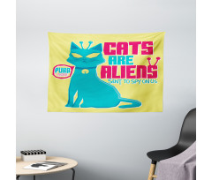 Cats are Aliens Cartoon Wide Tapestry