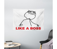 Cool Stickman and Like a Boss Wide Tapestry