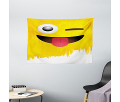 Winked Tongue Smiley Wide Tapestry