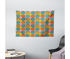 Colorful Grumpy Face Cats Wide Tapestry