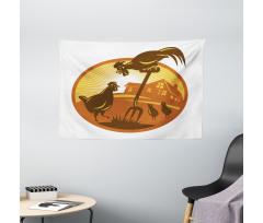 Retro Countryside Wide Tapestry