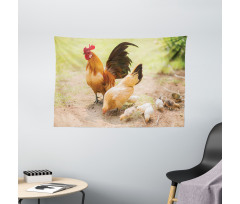 Chicken Family Photo Wide Tapestry