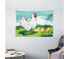 Animal Cartoon Wide Tapestry