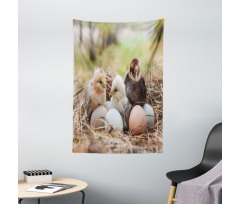 Little Chickens in Hay Eggs Tapestry