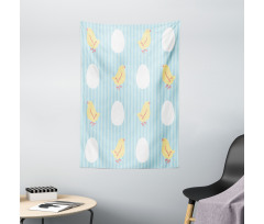 Baby Animal and Eggs Stripes Tapestry