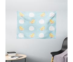 Baby Animal and Eggs Stripes Wide Tapestry