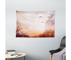 Butterflies Trees Sky Wide Tapestry