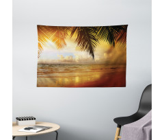 Sunset Caribbean Palms Wide Tapestry