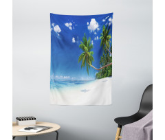 Lagoon Palm Leaf Clouds Tapestry