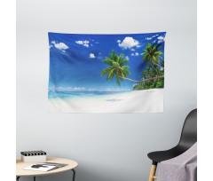 Lagoon Palm Leaf Clouds Wide Tapestry