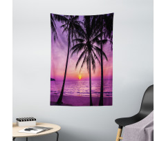 Palms Silhouette Purple Tapestry