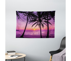 Palms Silhouette Purple Wide Tapestry