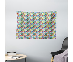 Tropic Flowers Wide Tapestry