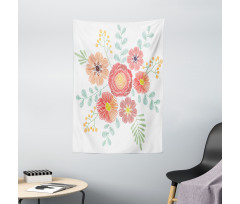 Pastel Folkloric Flowers Tapestry