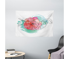 Camellia Grunge Art Wide Tapestry