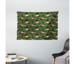 Exotic Bird and Monstera Wide Tapestry