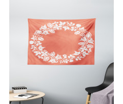 Monochrome Botany Wreath Wide Tapestry