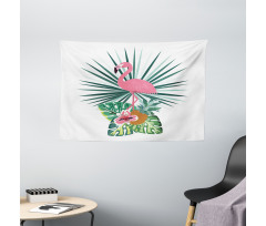 Pineapple Flamingo Botany Wide Tapestry