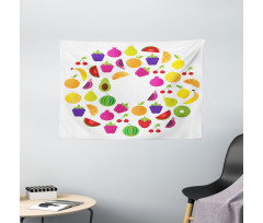 Tasty Circle of Organic Food Wide Tapestry