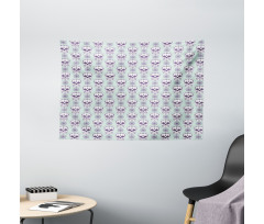 Floral Damask Skulls Wide Tapestry