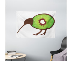 Small Bird and Fruit Slice Wide Tapestry